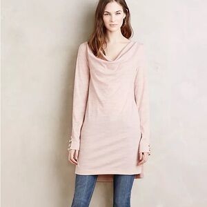 NWT Anthropologie Pure + Good Cowled Jersey Tunic Dress Pink Size XS